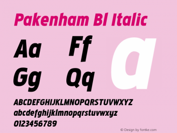 Pakenham Bl Italic Version 2.101;PS 002.101;Core 1.0.38 Font Sample
