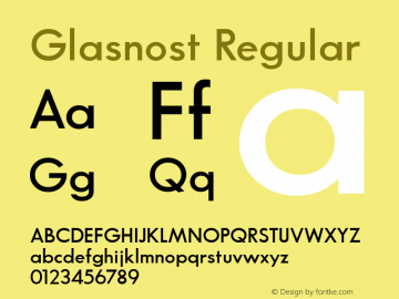 Glasnost Regular Altsys Fontographer 3.5  6/26/92图片样张