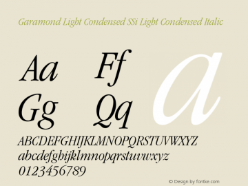 Garamond Light Condensed SSi Light Condensed Italic 001.000 Font Sample