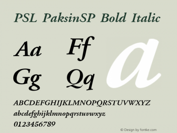 PSL PaksinSP Bold Italic Series 1, Version 3.0, for Win 95/98/ME/2000/NT, release December 2000.图片样张