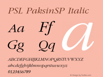 PSL PaksinSP Italic Series 1, Version 3.0, for Win 95/98/ME/2000/NT, release December 2000.图片样张