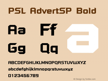 PSL AdvertSP Bold Series 1, Version 3.0, for Win 95/98/ME/2000/NT, release December 2000. Font Sample