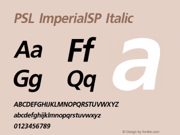 PSL ImperialSP Italic Series 2, Version 3.0, for Win 95/98/ME/2000/NT, release December 2000.图片样张