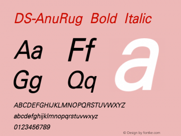 DS-AnuRug Bold Italic Version 1.000 2006 initial release Font Sample