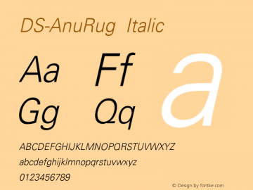 DS-AnuRug Italic Version 1.000 2006 initial release Font Sample