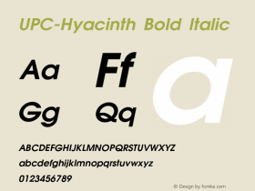 UPC-Hyacinth Bold Italic Version 2.1 - July 1995图片样张