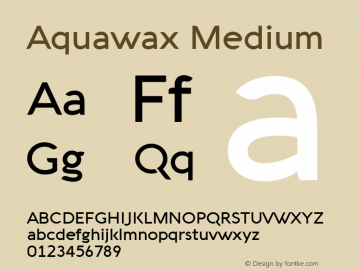 Aquawax Medium Version 1.008 Font Sample