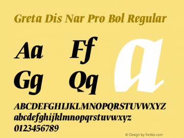 Greta Dis Nar Pro Bol Regular Version 1.0; 2008图片样张