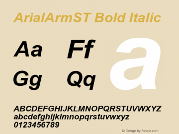 ArialArmST Bold Italic Version 2.90 Font Sample