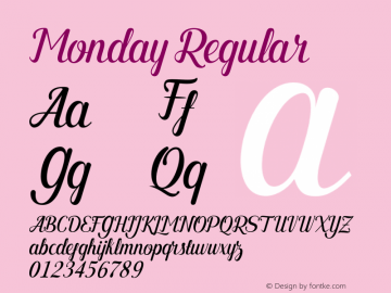 Monday Regular Unknown Font Sample