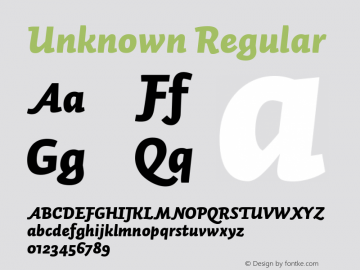 Unknown Regular Version 2.500 (license nr. xxxx - Underware) Font Sample