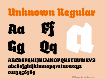 Unknown Regular Version 2.500 (license nr. xxxx - Underware) Font Sample