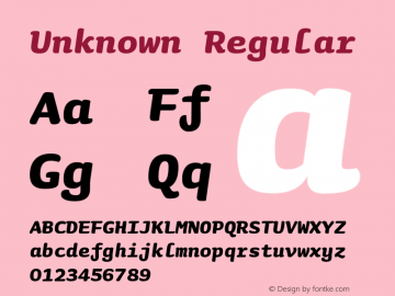 Unknown Regular Version 2.500 (license nr. xxxx - Underware)图片样张