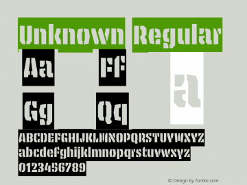 Unknown Regular Version 2.501 (license nr. xxxx - Underware) Font Sample