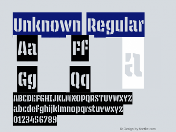 Unknown Regular Version 2.501 (license nr. xxxx - Underware) Font Sample