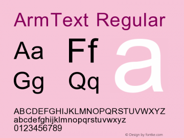 ArmText Regular Version 2.90; 1994 Font Sample