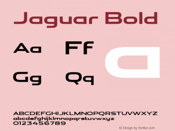 Jaguar Bold Version 1.001 Font Sample