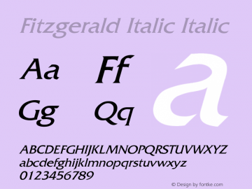 Fitzgerald Italic Italic Unknown Font Sample