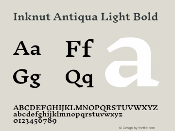 Inknut Antiqua Light Bold Version 1.001;PS 001.001;hotconv 1.0.70;makeotf.lib2.5.58329 Font Sample