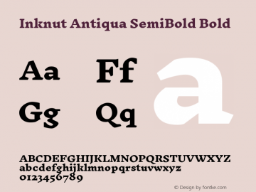 Inknut Antiqua SemiBold Bold Version 1.001; ttfautohint (v1.2) -l 12 -r 12 -G 200 -x 14 -D deva -f deva -w G -X 