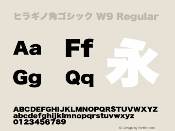 ヒラギノ角ゴシック W9 Regular 11.0d7e1 Font Sample