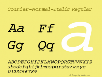 Courier-Normal-Italic Regular Converted from c:\windows\russ_fon\ST000003.TF1 by ALLTYPE Font Sample