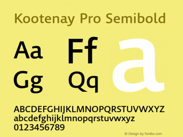 Kootenay Pro Semibold Version 1.00 Font Sample