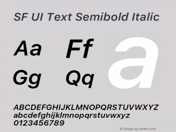 SF UI Text Semibold Italic 11.0d59e2 Font Sample