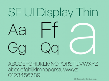 SF UI Display Thin 11.0d44e2 Font Sample