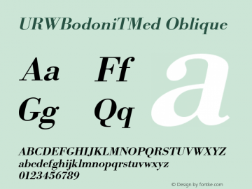 URWBodoniTMed Oblique Version 001.005 Font Sample