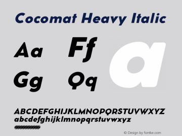 Cocomat Heavy Italic Version 2.001 Font Sample