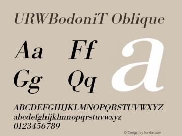 URWBodoniT Oblique Version 001.005 Font Sample