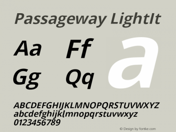 Passageway LightIt Version 1.11 Font Sample