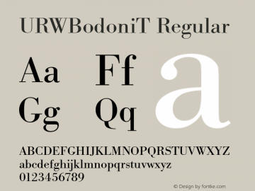 URWBodoniT Regular Version 001.005 Font Sample