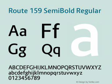 Route 159 SemiBold Regular Version 1.100 Font Sample