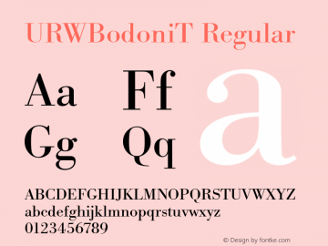 URWBodoniT Regular Version 001.005 Font Sample