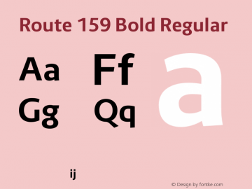 Route 159 Bold Regular Version 1.100;PS 001.100;hotconv 1.0.88;makeotf.lib2.5.64775 Font Sample