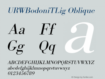 URWBodoniTLig Oblique Version 001.005 Font Sample