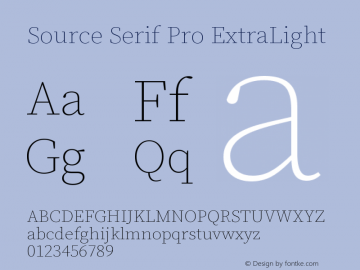 Source Serif Pro ExtraLight Version 1.0 Font Sample