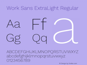 Work Sans ExtraLight Regular Version 1.400 Font Sample