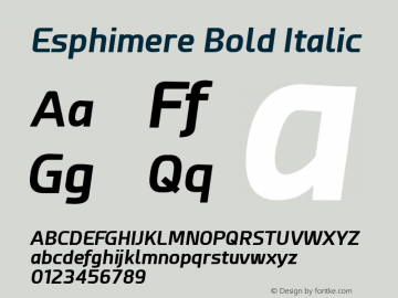 Esphimere Bold Italic Version 1.10 October 16, 2015图片样张