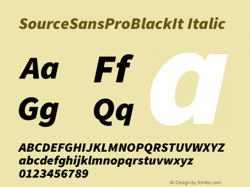 SourceSansProBlackIt Italic Version 1.038;PS 1.000;hotconv 1.0.70;makeotf.lib2.5.5900图片样张