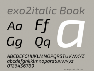 exo2italic Book Version 1.001;PS 001.001;hotconv 1.0.70;makeotf.lib2.5.58329; ttfautohint (v0.92) -l 8 -r 50 -G 200 -x 14 -w 