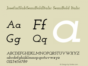 JosefinSlabSemiBoldItalic SemiBold Italic Version 1.0 Font Sample