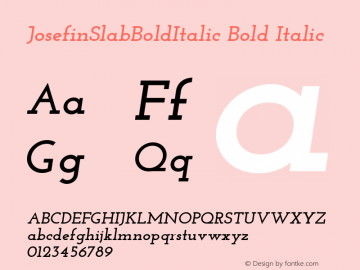 JosefinSlabBoldItalic Bold Italic Version 1.0图片样张
