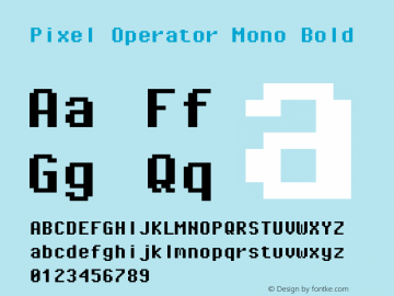 Pixel Operator Mono Bold Version 1.4.2 (September 30, 2015)图片样张