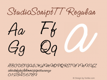 StudioScriptTT Regular TrueType Maker version 3.00.00 Font Sample