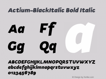 Actium-BlackItalic Bold Italic Version 1.002 Font Sample