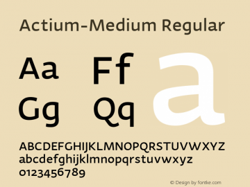 Actium-Medium Regular Version 1.002 Font Sample