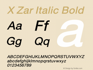 X Zar Italic Bold Version 2.002 2005图片样张